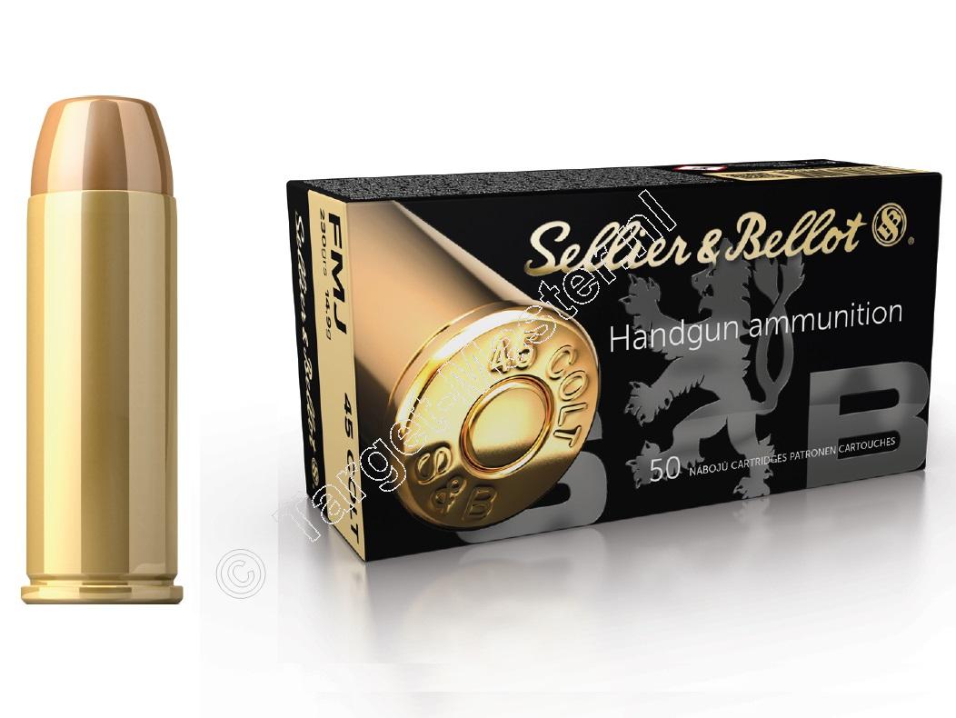 Sellier & Bellot FMJ Munitie .45 Colt 230 grain Full Metal Jacket verpakking 50